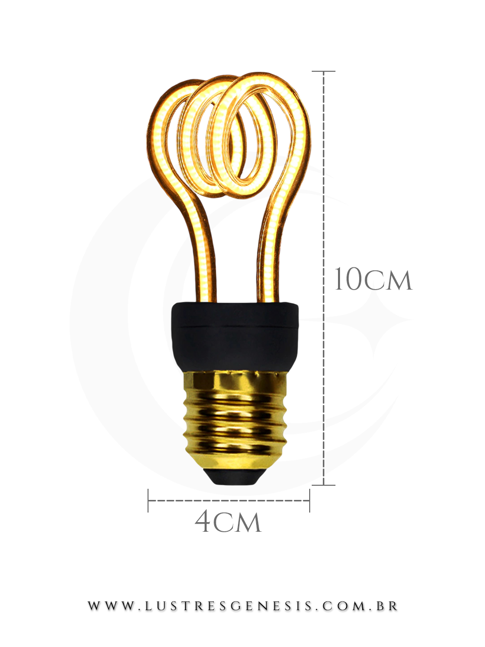 Lâmpada Arco Espiral Led GMH com design de filamento em espiral. Lustres Gênesis loja online de Lustres e Iluminação Decorativa